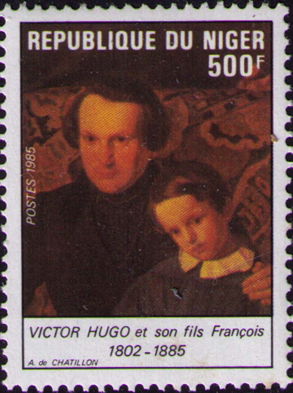 Портрет Виктора Гюго с сыном